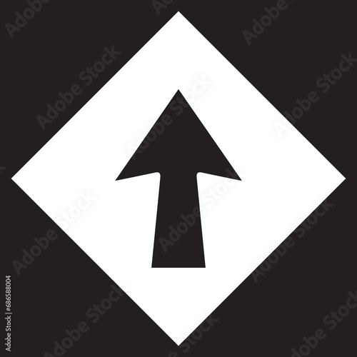 Up arrow icon vector. Scroll up logo design. Move up vector icon illustration in rhombus isolated on black background	