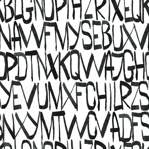 Seamless pattern with Latin letters.  Abstract font background.