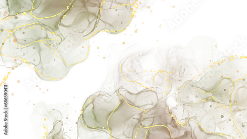 Green Abstract Watercolor  With Splashes Graphic Background