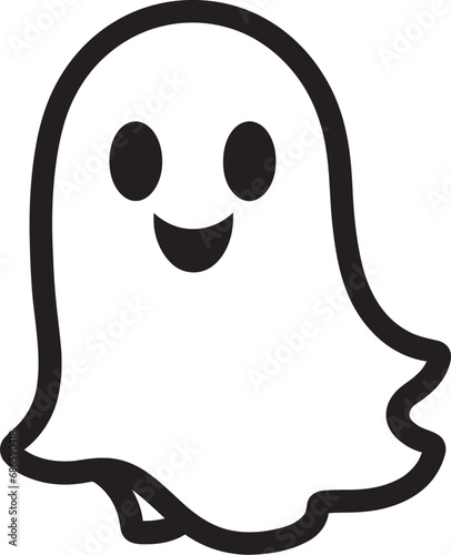 Midnight Charmer Cute Ghost Vector Charming Ghostly Figure Black Vector Ghost