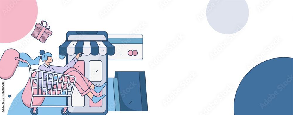 Festive Shopping E-Commerce Online Shopping People Flat Vector Concept Operation Hand Drawn Illustration
Festive Shopping E-Commerce Online Shopping People Flat Vector Concept Operation Hand Drawn Illustration