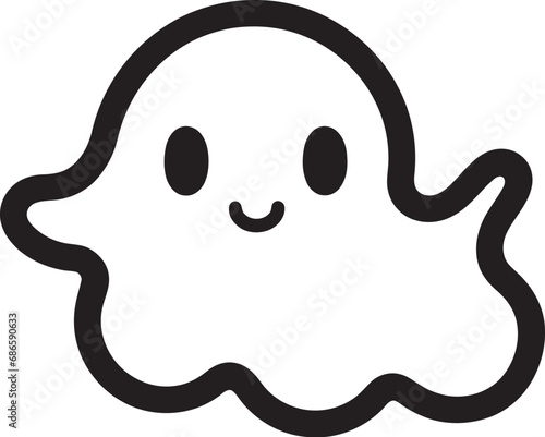 Ethereal Companion Cute Ghost Emblem Playful Apparition Black Ghost Icon