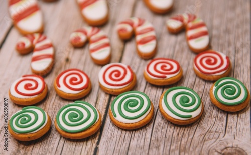 Christmas colorful cookies for background