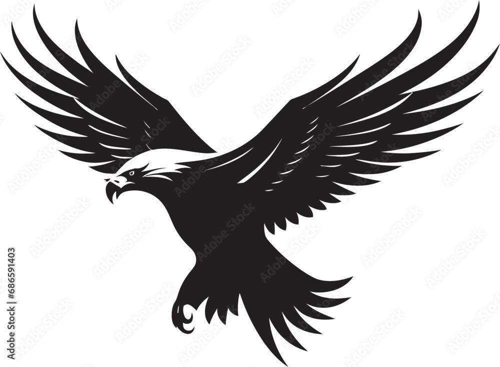Fototapeta premium Regal Flight Symbol Eagle Vector Design Sovereign Avian Silhouette Black Eagle Icon