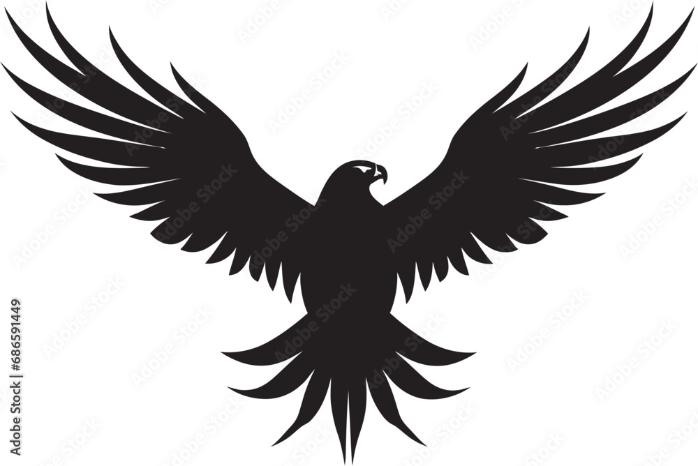 Fototapeta premium Sovereign Predator Profile Eagle Icon Elegant Aerial Sovereignty Black Eagle Vector