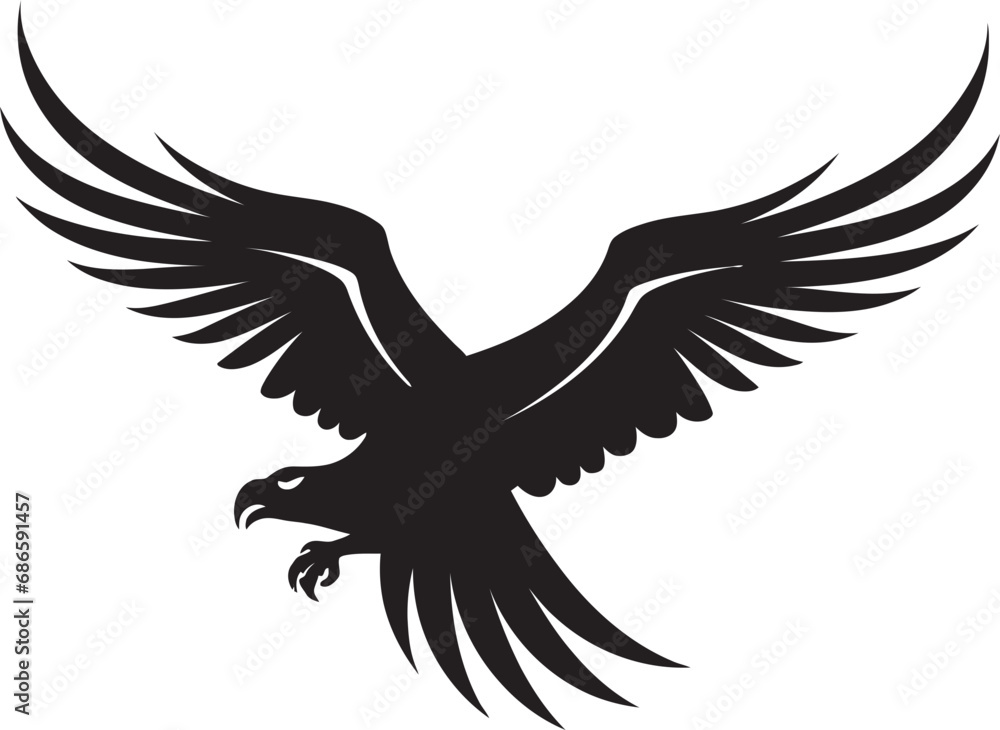 Fototapeta premium Proud Raptor Emblem Vector Eagle Icon Aerial Majesty Black Vector Eagle