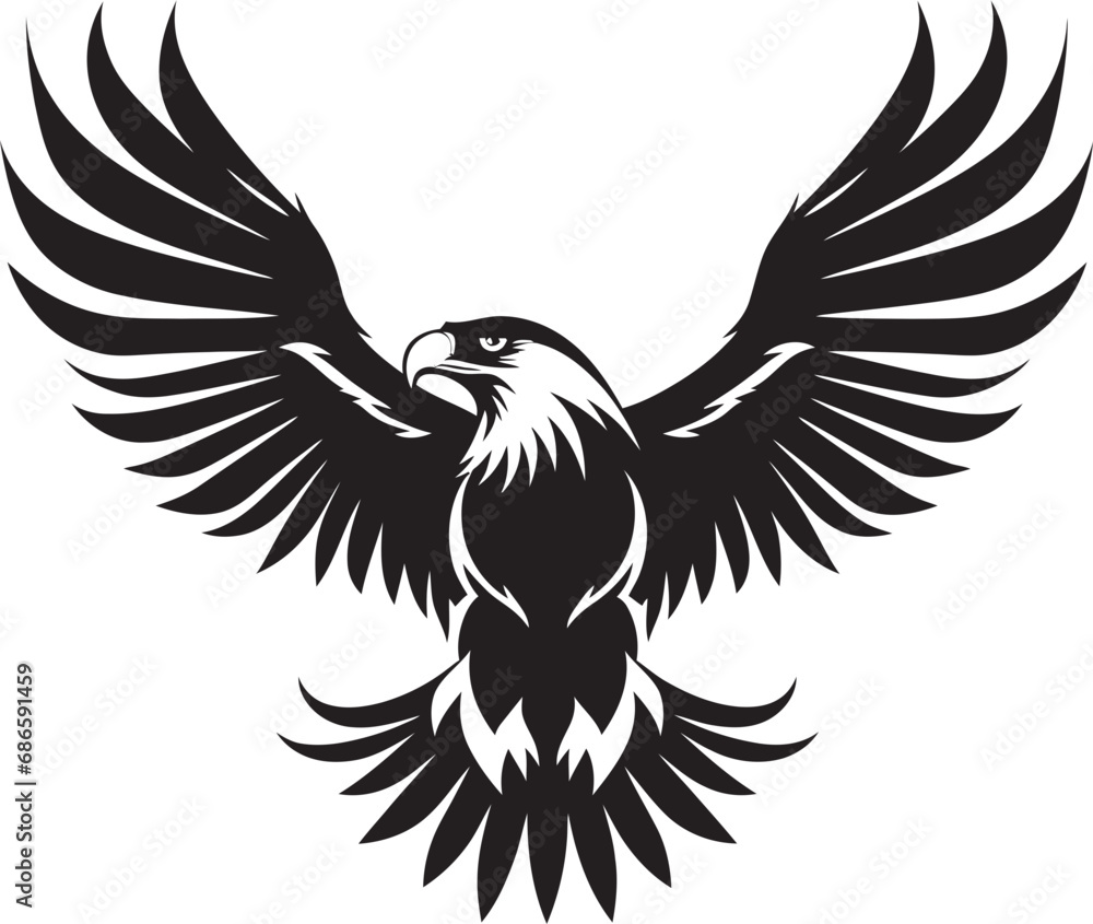 Sovereign Predator Silhouette Black Eagle Icon Elegant Hunter Emblem Vector Eagle