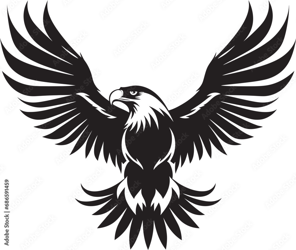 Sovereign Predator Silhouette Black Eagle Icon Elegant Hunter Emblem Vector Eagle Sovereign Predator Silhouette Black Eagle Icon Elegant Hunter Emblem Vector Eagle