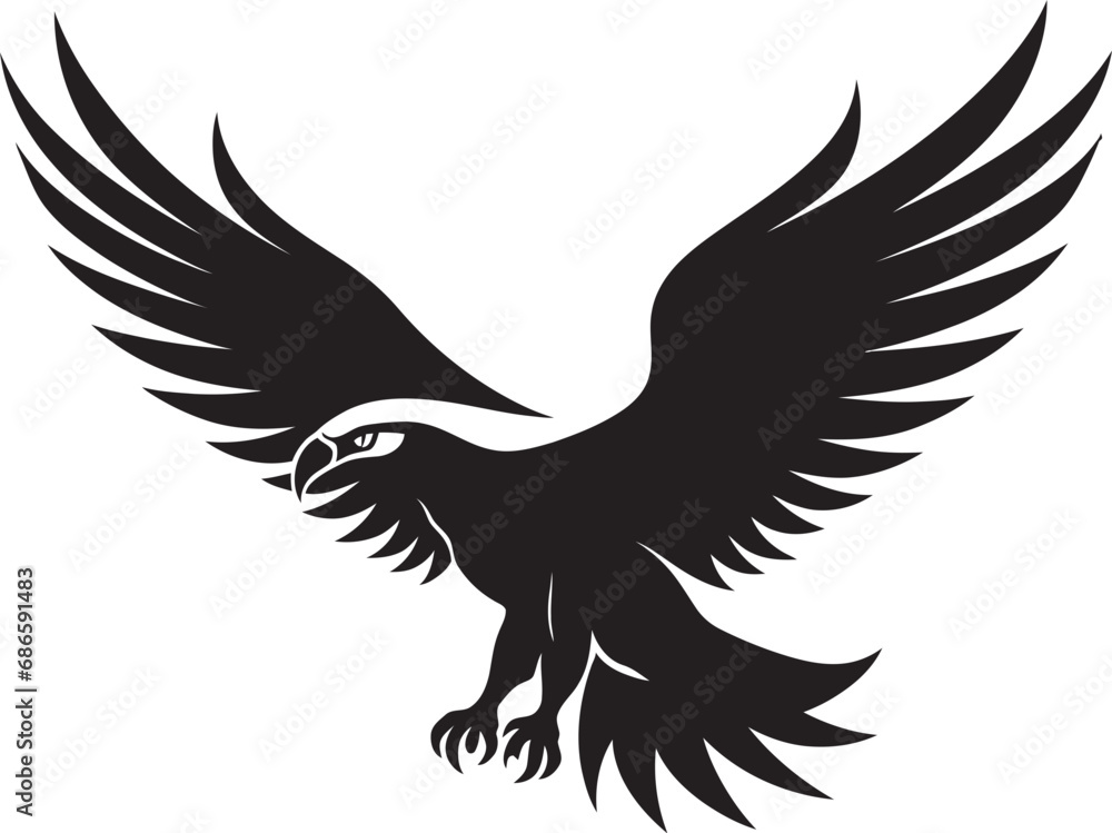 Obraz premium Eagle Eye Majesty Black Eagle Vector Majestic Winged Profile Vector Eagle Design