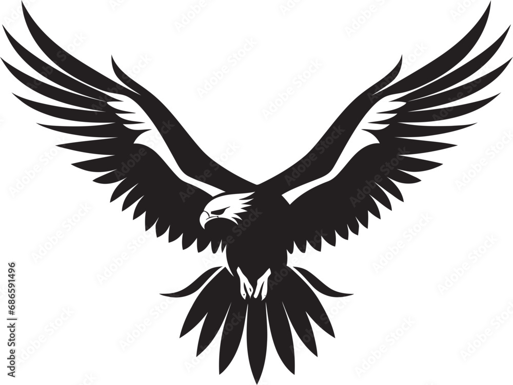 Fototapeta premium Aerial Sovereignty Vector Eagle Icon Dynamic Avian Silhouette Black Vector Eagle