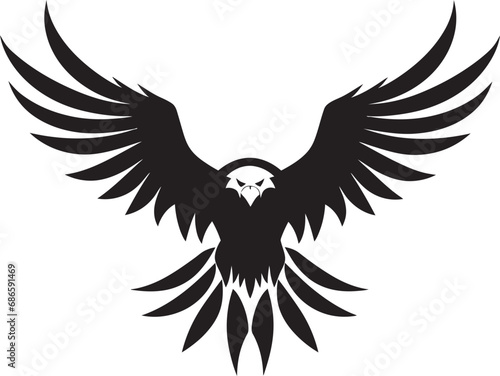 Dynamic Avian Silhouette Black Vector Eagle Graceful Raptor Emblem Eagle Design