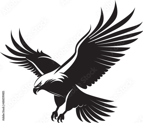 Regal Hunter Silhouette Black Vector Design Sovereign Predator Profile Eagle Icon