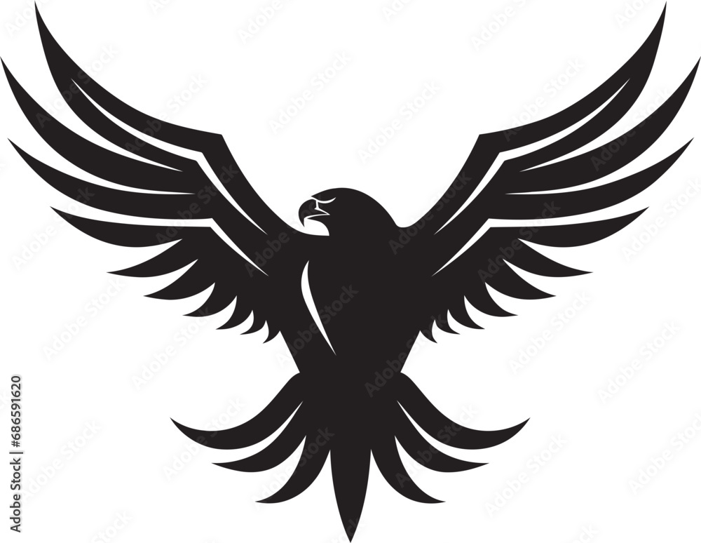 Obraz premium Dynamic Eagle Silhouette Vector Eagle Graceful Avian Sovereignty Black Vector Design