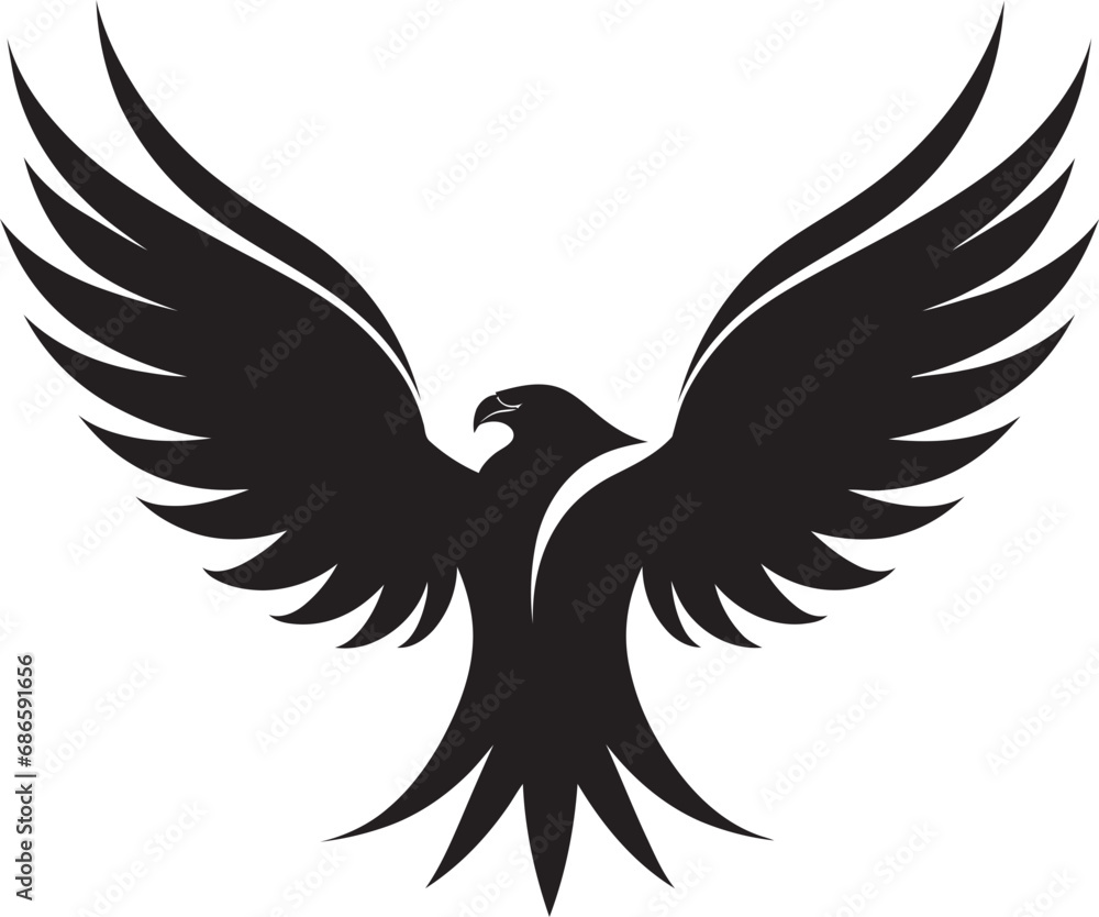Fototapeta premium Sovereign Flight Profile Black Eagle Vector Elegant Bird of Prey Vector Eagle Icon