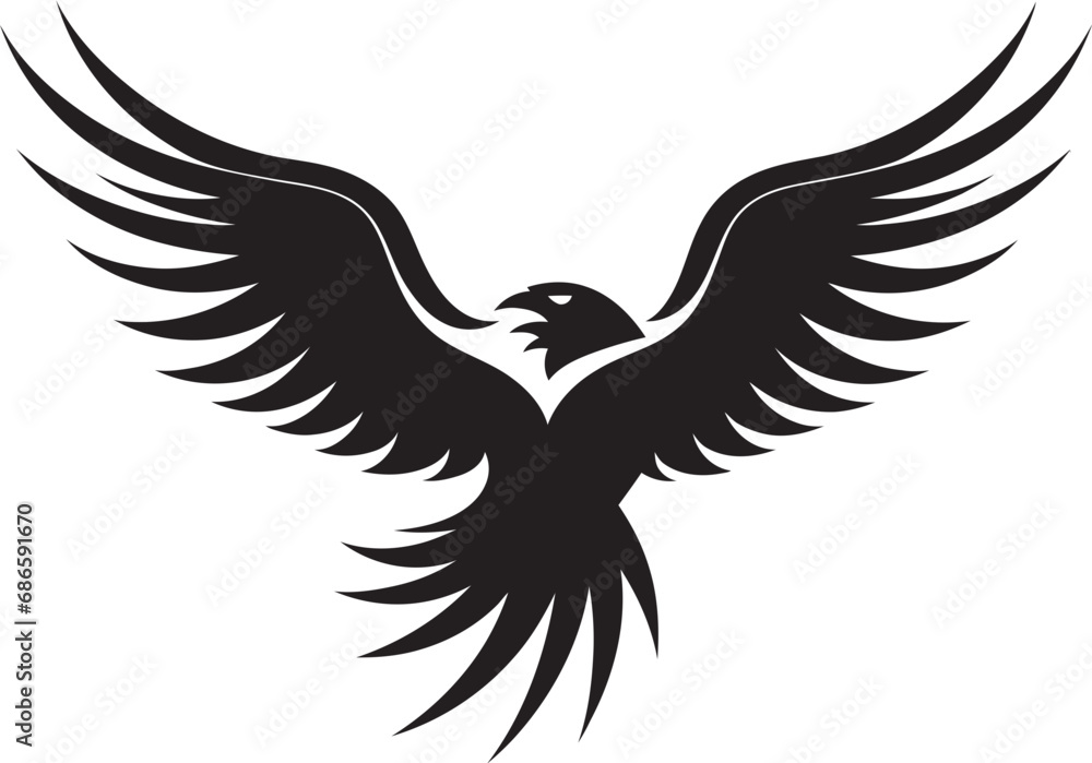 Fototapeta premium Regal Hunter Symbol Eagle Icon Sovereign Flight Profile Black Eagle Vector