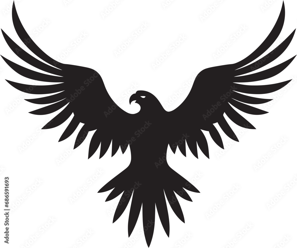 Fototapeta premium Aerial Sovereignty Eagle Vector Dynamic Raptor Silhouette Black Vector Eagle