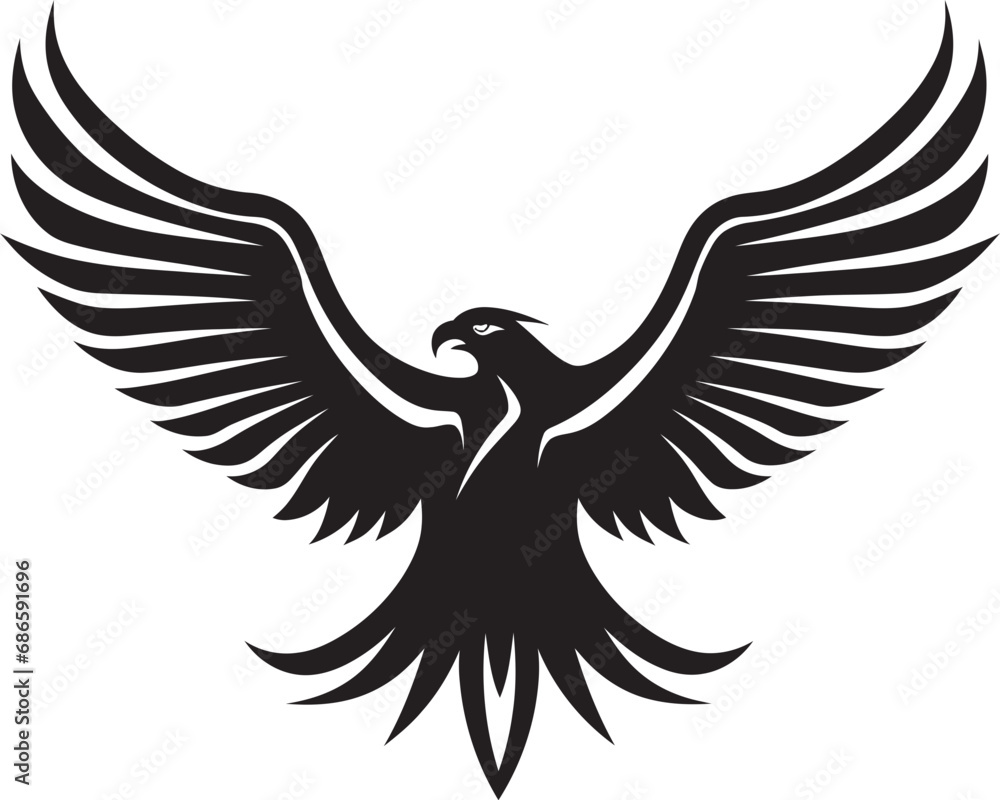 Obraz premium Dynamic Raptor Silhouette Black Vector Eagle Graceful Hunter Emblem Vector Eagle