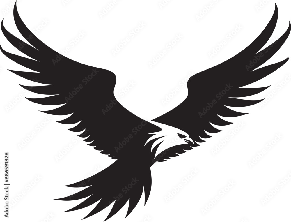 Fototapeta premium Majestic Avian Silhouette Black Vector Eagle Noble Predator Emblem Vector Eagle Design