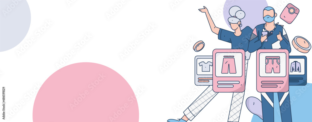 Festive Shopping E-Commerce Online Shopping People Flat Vector Concept Operation Hand Drawn Illustration
Festive Shopping E-Commerce Online Shopping People Flat Vector Concept Operation Hand Drawn Illustration