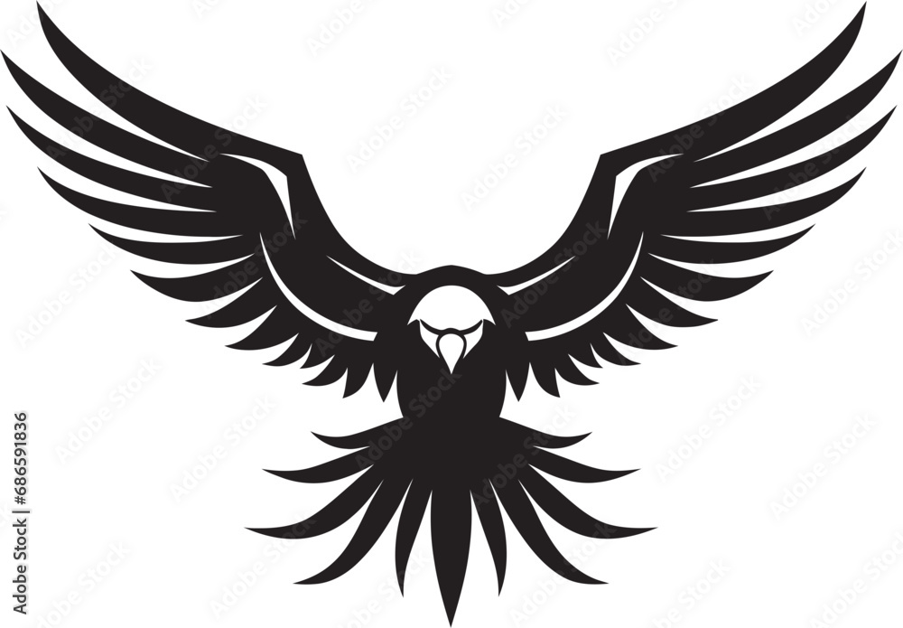 Fototapeta premium Eagle Eye Majesty Vector Icon Majestic Avian Silhouette Black Vector Eagle