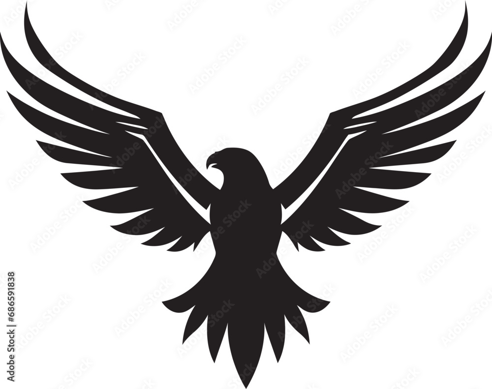 Fototapeta premium Noble Predator Emblem Vector Eagle Design Fierce Flight Sovereignty Black Eagle Icon