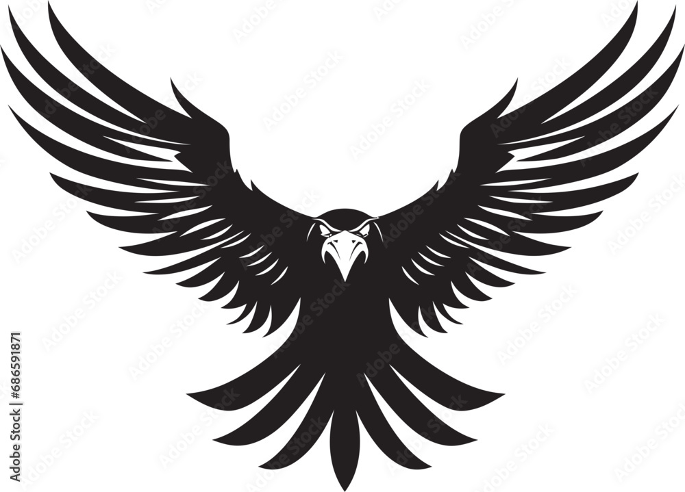 Obraz premium Fierce Flight Sovereignty Black Eagle Icon Regal Avian Majesty Vector Eagle