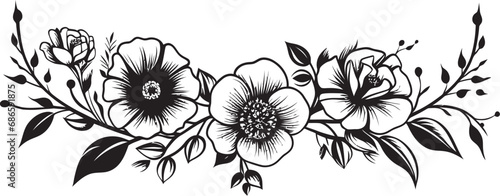Graceful Petal Perimeter Vector Floral Emblem Chic Ebony Bloom Enclosure Black Vector Icon