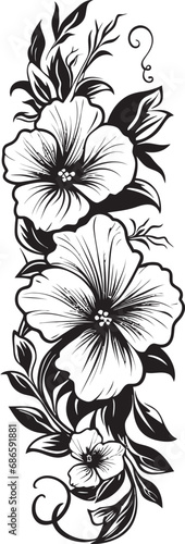 Mystic Midnight Floral Perimeter Vector Design Dynamic Noir Blossom Enclosure Black Icon