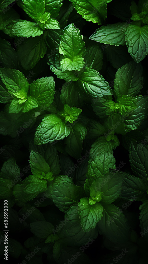 Green Mint Leaves On Dark Lightning Wallpaper Green Mint Leaves On Dark Lightning Wallpaper