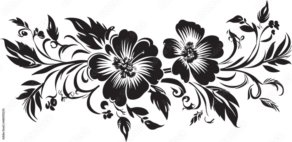 Elegant Ebony Blossom Frame Vector Design Chic Midnight Petal Border Black Vector Emblem Elegant Ebony Blossom Frame Vector Design Chic Midnight Petal Border Black Vector Emblem