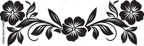 Majestic Midnight Petal Silhouette Black Border Emblem Stylish Noir Blossom Embrace Vector Floral Icon
