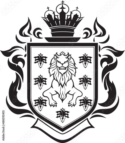Imposing Vector Dynasty Crest Black Icon Noble Knightly Insignia Vector Design
