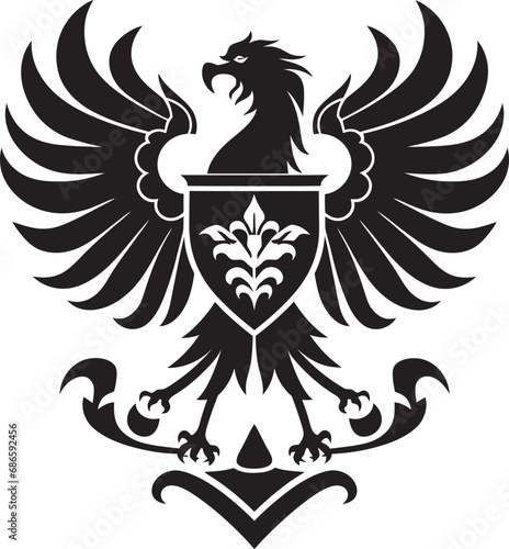 Sovereign Knightly Symbol Black Vector Icon Imposing Vector Coat of Arms Black Design