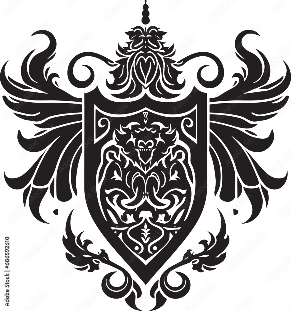 Fototapeta premium Heraldic Symbolism Vector Emblem Sovereign Crest Black Design