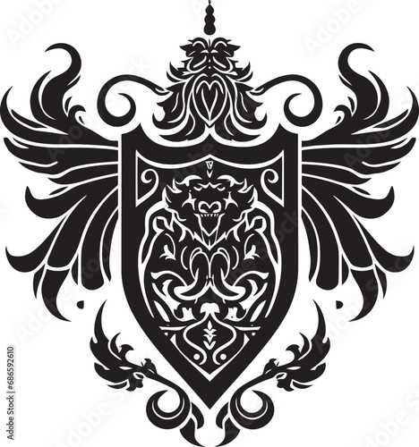 Heraldic Symbolism Vector Emblem Sovereign Crest Black Design