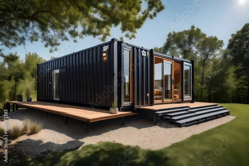 1. Explore the sense of tranquility and connection to nature in a shipping container home situated in the peaceful ambiance of a lake
