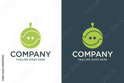 Robot logo design in modern style Chat bubble robot.