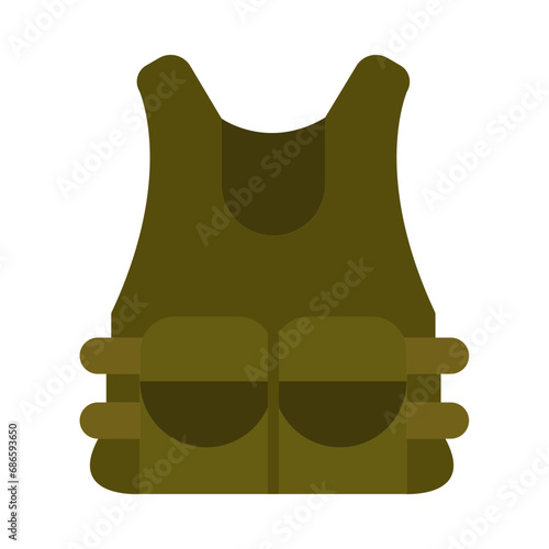 Bullet Proof Vest Vector Flat Icon Design