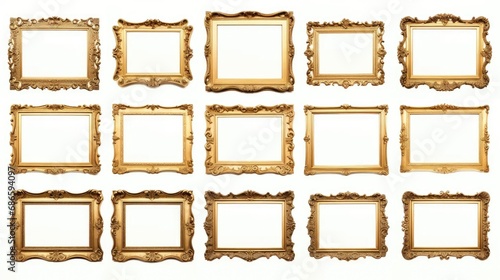 Opulent Elegance: Elevate your designs with a set of golden picture frames, each offering a luxurious touch of antique charm.
