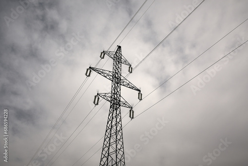 poles and high voltage wires