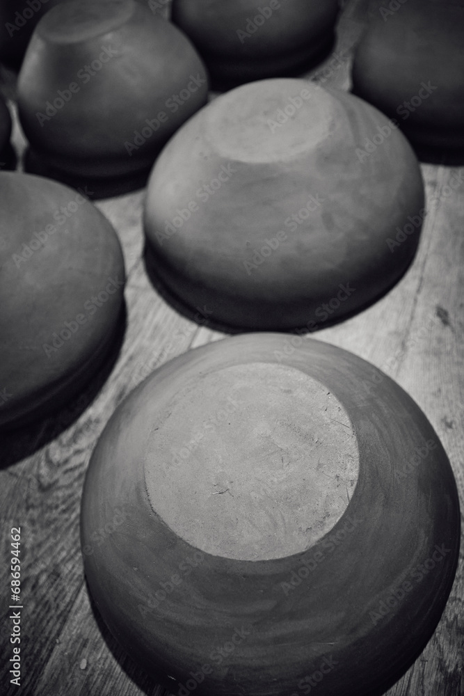 Vadastra ceramic vessels made by hand from clay
