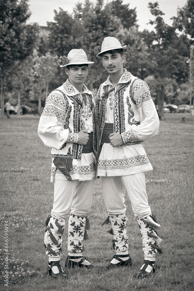 folk dancers in traditional folk costumes from Oltenia