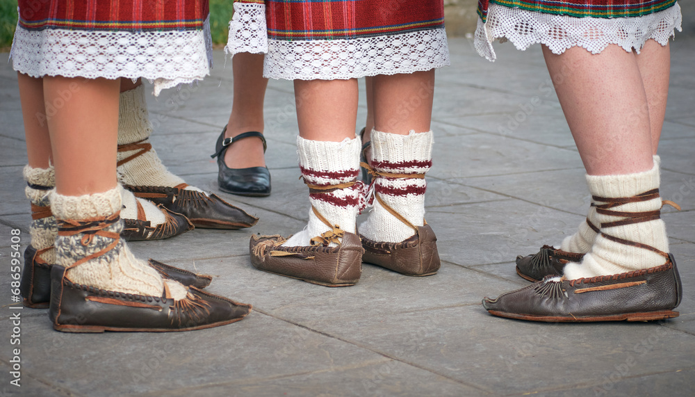 sandals traditional folk costumes romania