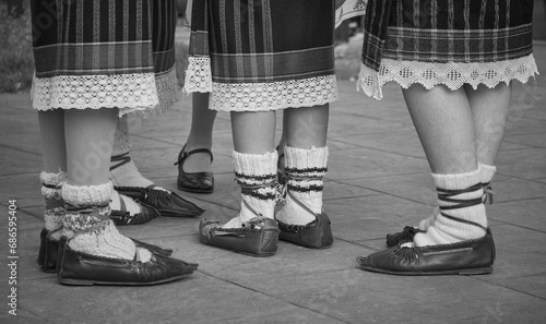 Obraz na płótnie sandals traditional folk costumes romania w salonie