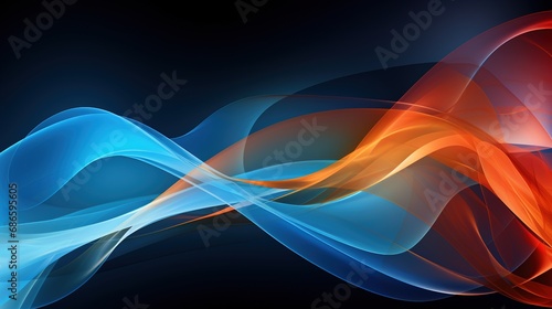 Abstract blue and orange waves background. Created with Ai