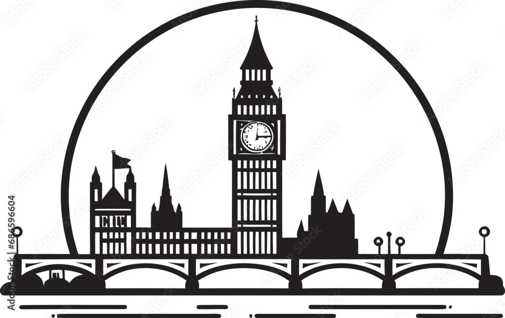 British Capital Emblem Vector Black London Thames Riverside Icon Black Vector Design