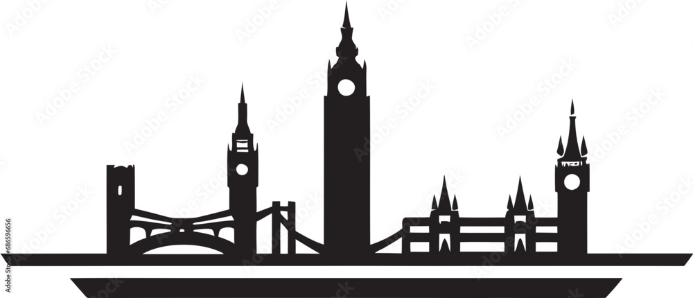 Fototapeta premium The Shard Black Vector Icon City of London Vector Design