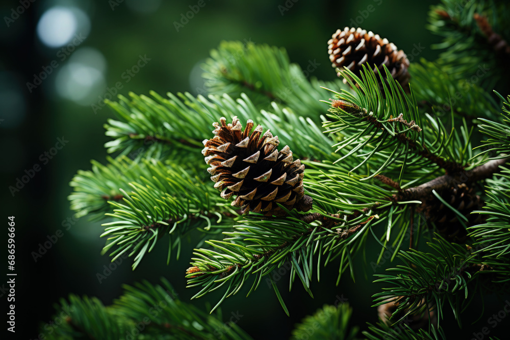 Winter Whispers: Pine Cones Clustered on a Frosty Branch - Generative AI Winter Whispers: Pine Cones Clustered on a Frosty Branch - Generative AI
