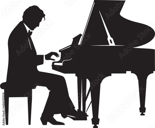 Classical Keyboard Artist Black Vector Icon Grand Piano Performer Vector Design