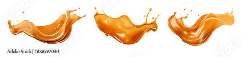 Set of caramel splash, cut out - stock png.	 photo